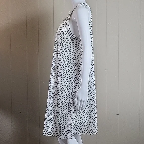 Betsey Johnson White & Black Polka-dot Halter Neck Back Zip Flowy Swing Dress - Picture 6 of 16